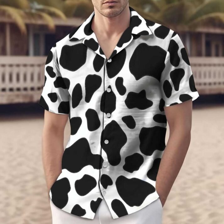 Seamless Pattern With Cow Texture Tropical Shirts