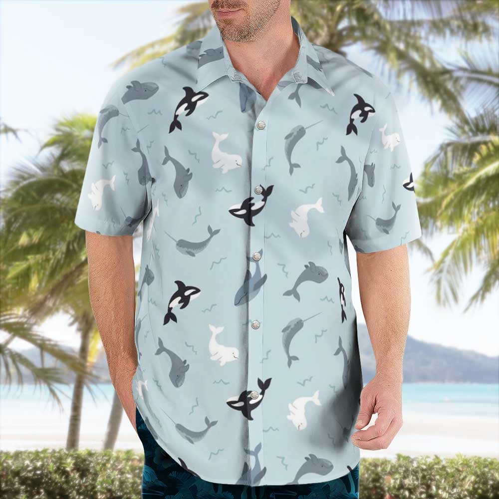 Shark Print Blue Tropical Shirt For Men Women 5 Shark Print Blue Tropical Shirt