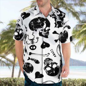 Skull Black And White Ghost Aloha Shirt