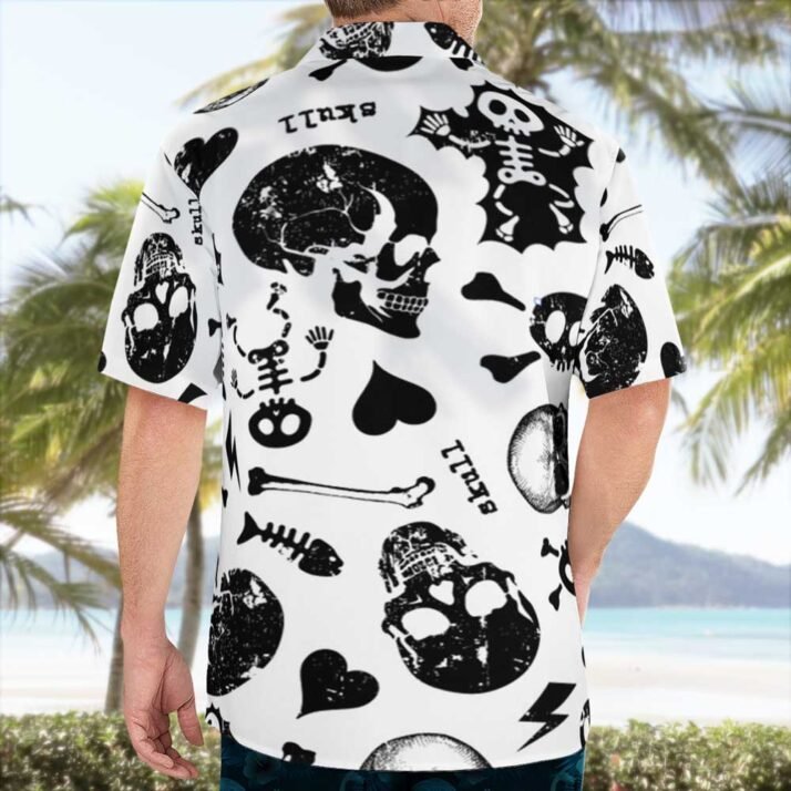Skull Black And White Ghost Aloha Shirt