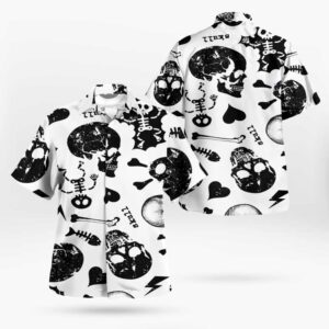 Skull Black And White Ghost Aloha Shirt