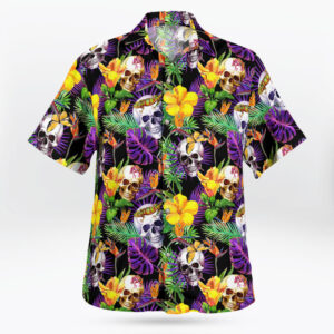 Tropical Flower Skull Hawaiian Shirt for Mens and Womens