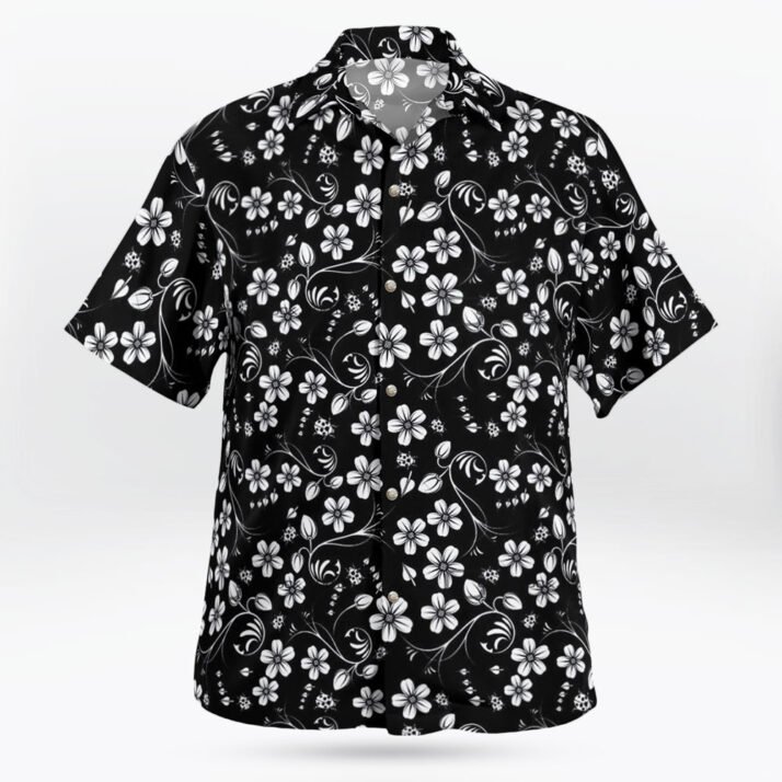 Small Daisies Black White Hawaiian Shirt