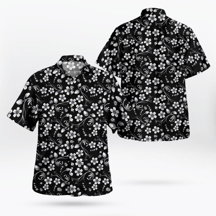 Small Daisies Black White Hawaiian Shirt