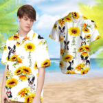 Sunflower Boston Terrier Hawaiian Shirt