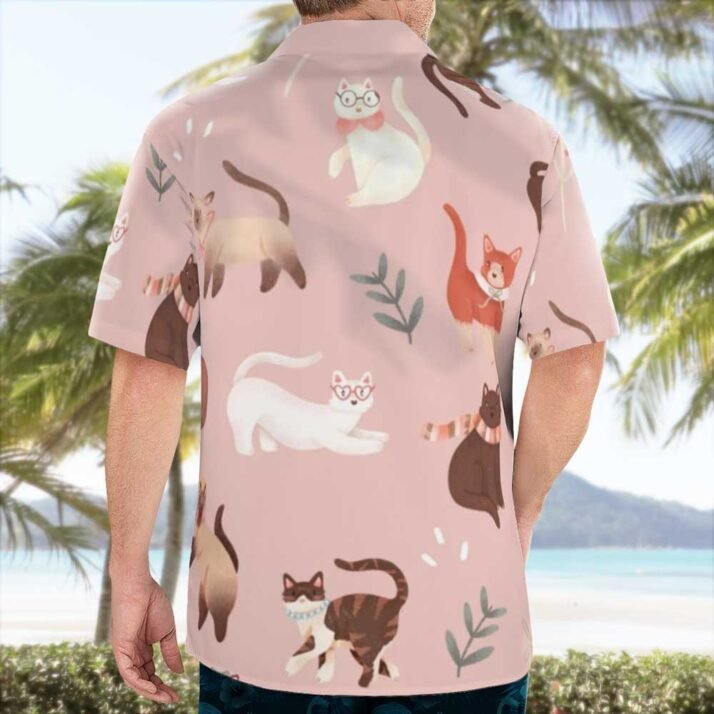 Unique Cat Pink Hawaiian Shirts