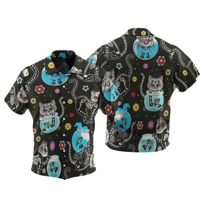 Vintage Cat Print Aloha Shirt Unisex