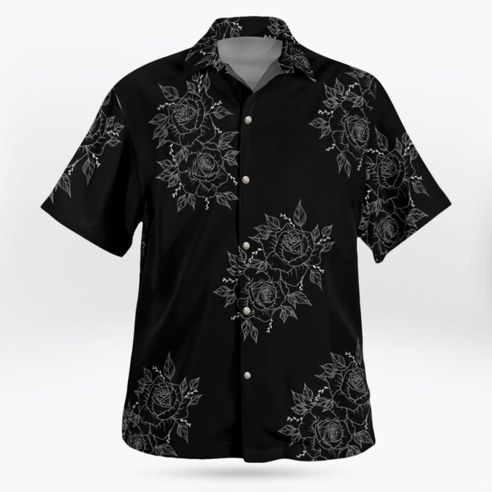 rose black hawaiian shirt