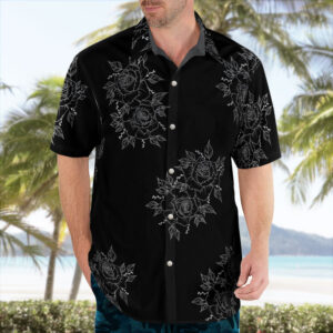 rose black hawaiian shirt