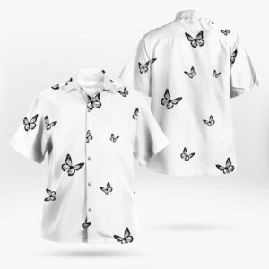 Black White Butterfly Aloha Shirts