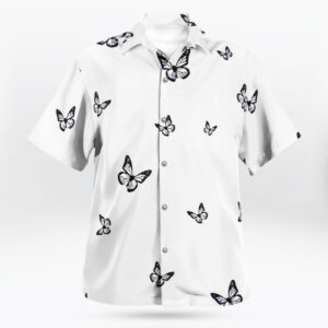 Black White Butterfly Aloha Shirts