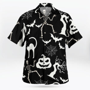 Black and White Halloween Spooky Hawaiian Shirt
