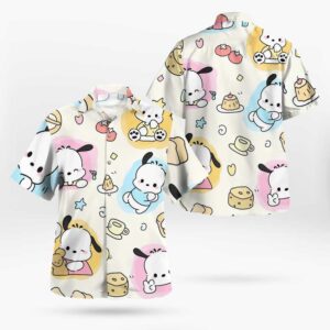 Cute Pochacco Hawaiian Short Sleeve Shirt