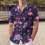 Flamingo Hibiscus Floral Hawaiian Shirt
