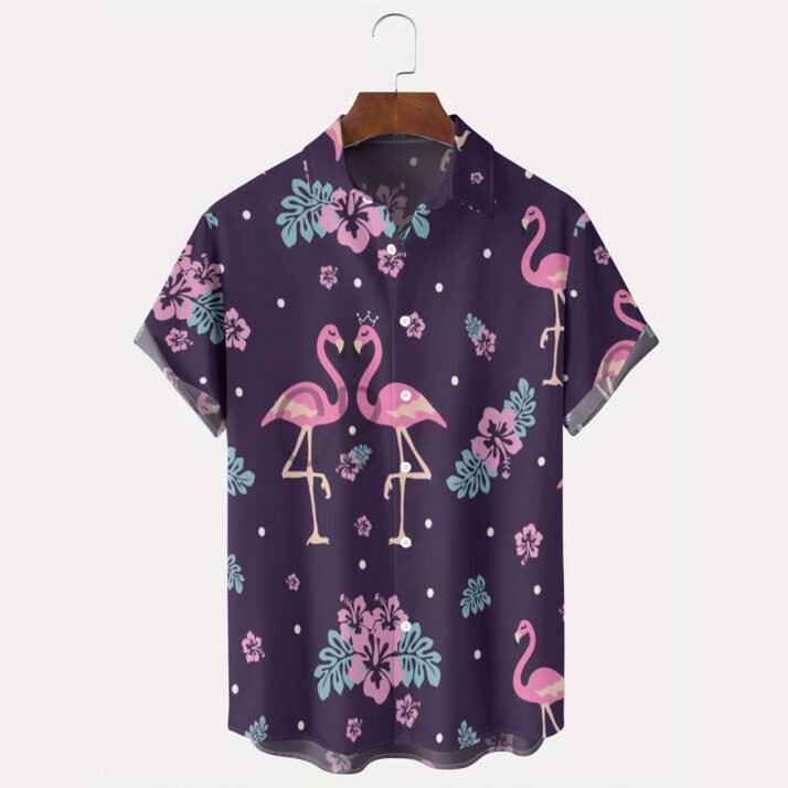Flamingo Hibiscus Floral Hawaiian Shirt