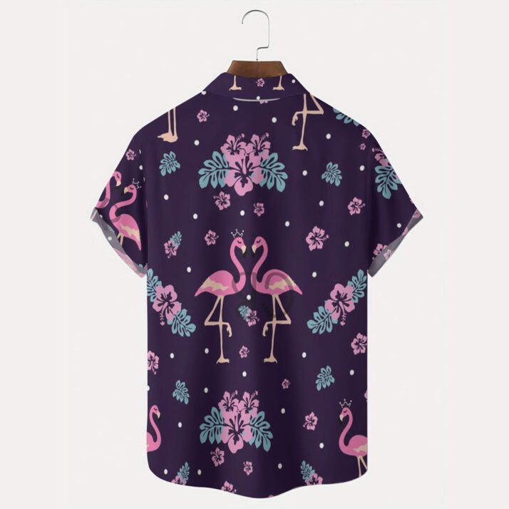 Flamingo Hibiscus Floral Hawaiian Shirt