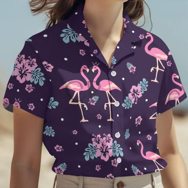 Flamingo Hibiscus Floral Hawaiian Shirt