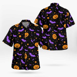 Halloween Bats And Pumpkins Aloha Shirts