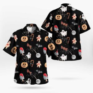 Halloween Ghost Pumpkin Candy Hawaiian Short Sleeve Shirt