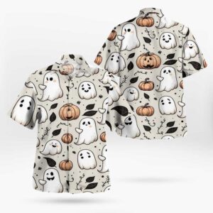 Halloween Pumpkin And Ghost Aloha Shirt