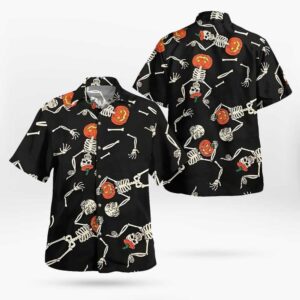 Halloween Skeleton Pumpkin Aloha Shirt