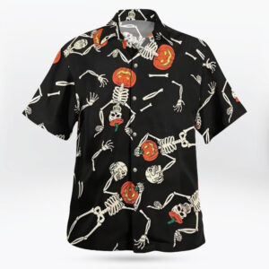 Halloween Skeleton Pumpkin Aloha Shirt