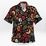 Halloween Skulls Pumpkin Floral Pattern Hawaiian Shirt