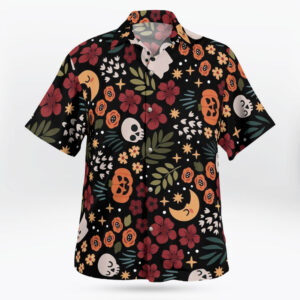Halloween Skulls Pumpkin Floral Pattern Hawaiian Shirt