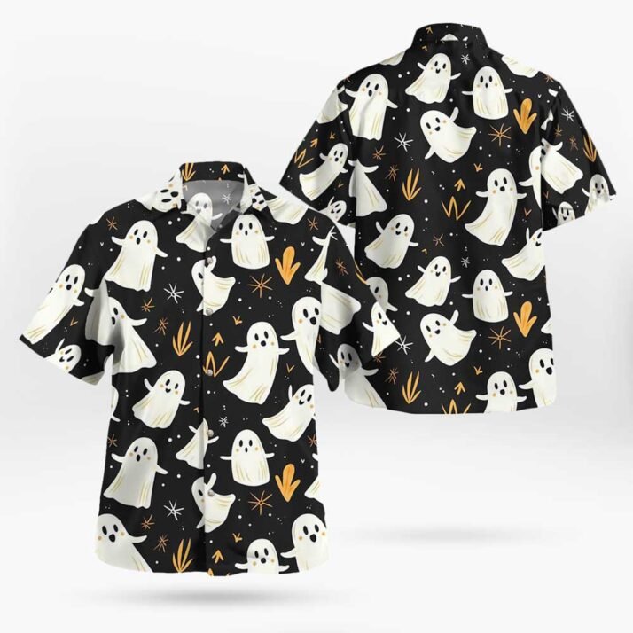 Halloween ghosts Funny Hawaiian Short Sleeve Shirt