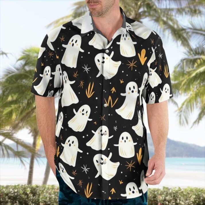 Halloween ghosts Funny Hawaiian Short Sleeve Shirt