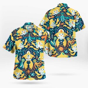 Jirachi Pokemon Button-Up Hawaiian Shirt