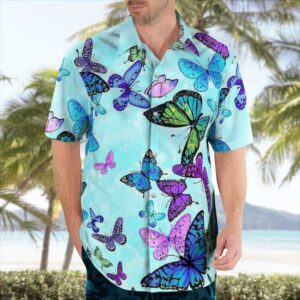 Magic Wings Butterfly Blue Hawaiian Shirt