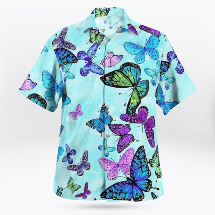 Magic Wings Butterfly Blue Hawaiian Shirt