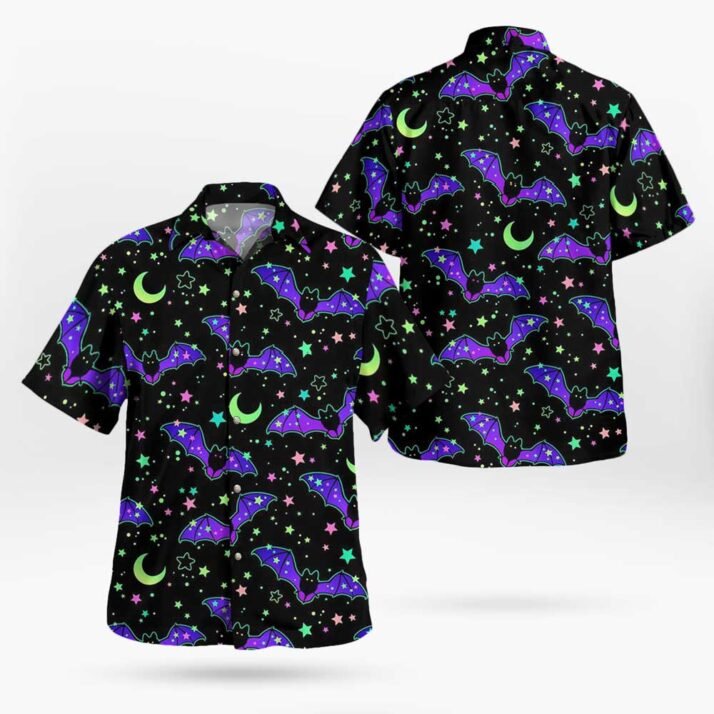Multicolored Bright Bats Aloha Shirt