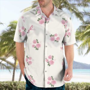 Pink Rose Flower Hawaiian Shirt