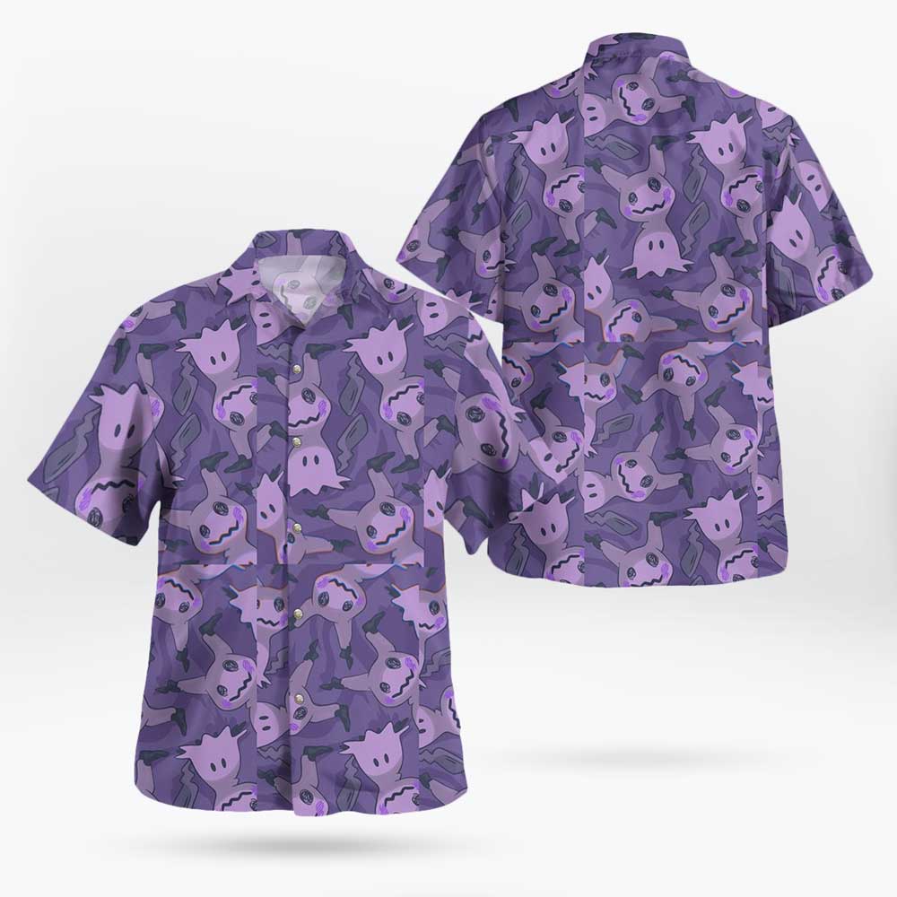 Purple Mimikyu Ghost Button-Up Hawaiian Shirt 7 Purple Mimikyu Ghost Button-Up Hawaiian Shirt