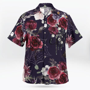 Spider Webs on Flowers Hawaiian Short Sleeve Shirt