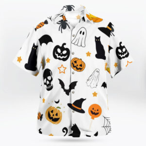 Spooky Halloween Pattern Hawaiian Short Sleeve Shirt