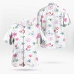 Tropical Pink Flowers and Butterflies Hawaiian Shirts
