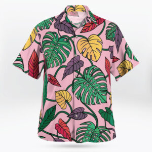 Vintage Tropic Leaves Pink Hawaiian Shirt