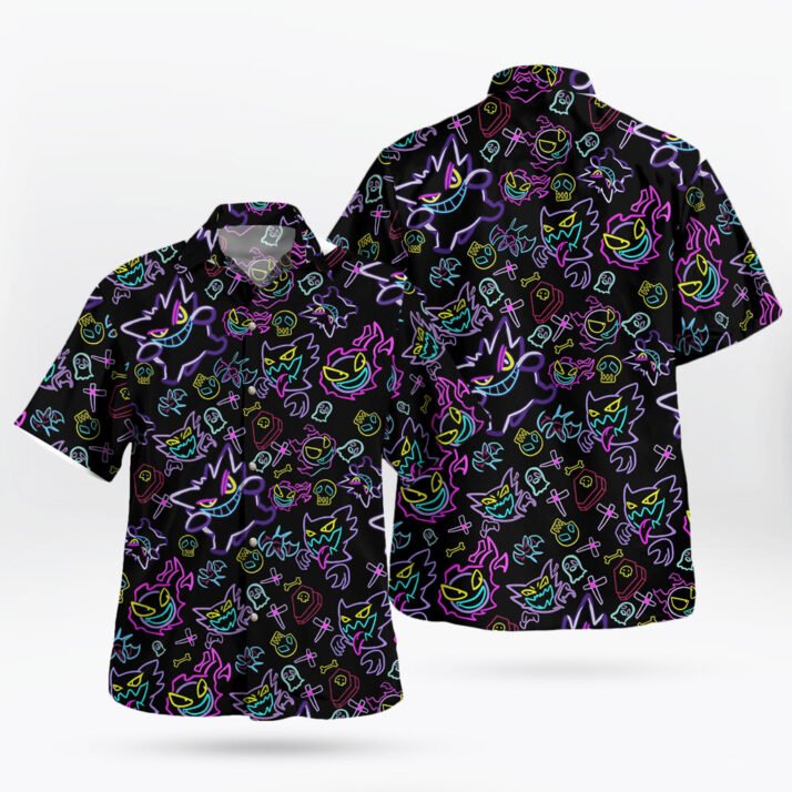 Pokemon Gengar Pattern Aloha Shirt – Unique Anime Hawaiian Shirt for Fans - Image 2