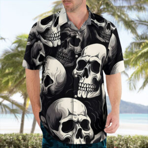 3D Giant Skull Pattern Men's Hawaiian Shirt