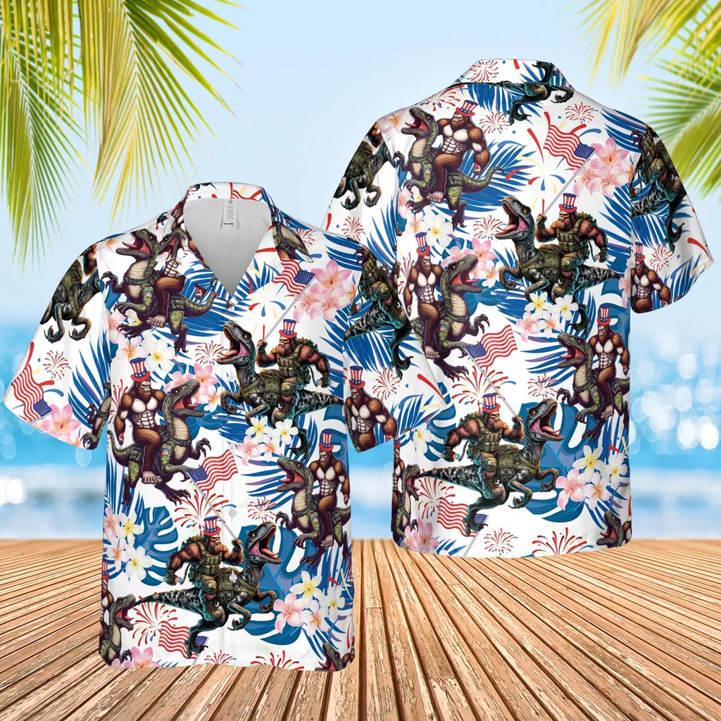 Bigfoot Riding Dinosaur Aloha Hawaiian Shirt 6 Bigfoot Riding Dinosaur Hawaiian Shirt