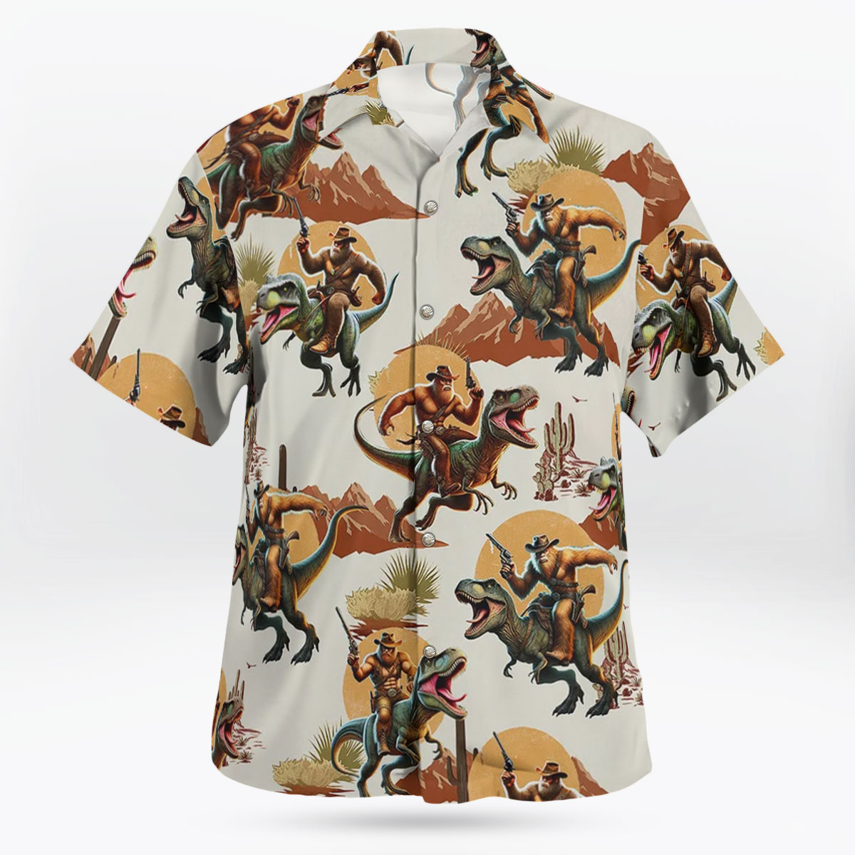 Bigfoot riding Dino Men's Hawaiian Shirt 6 Bigfoot redding Dino Men's Hawaiian Shirt