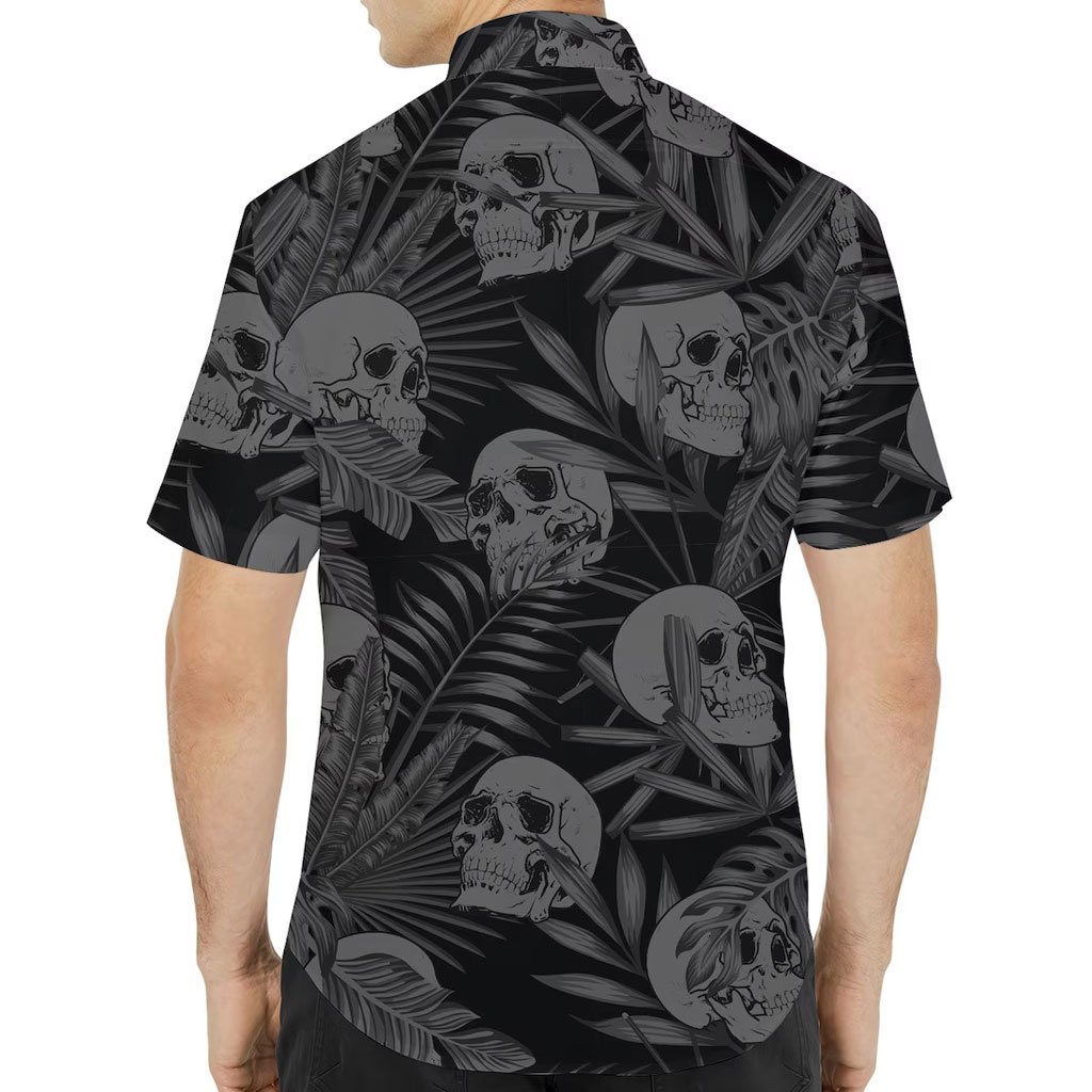 Black Skull Mens Hawaiian Shirt 2