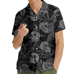 Tropical Skull Hawaiian Shirt – Gothic Floral Skeleton Beach Shirt for Men & Women