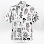 Black White Characters Dragon Ball Z Button Up Hawaiian Shirt