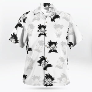 Black White Kid Goku Pattern Hawaiian Shirt