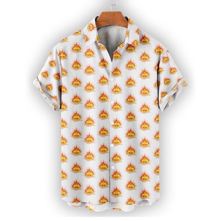 Calcifer Howl's Moving Castle Button Up Shirt