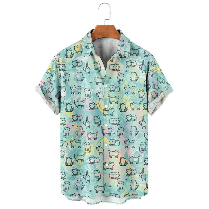 Cute Cat Button up Shirt Mens, Womens